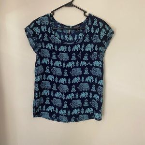 Lucky Brand Elephant Print Top Size XS
